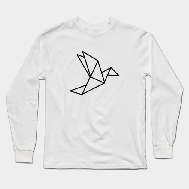 Origami Bird Long Sleeve T-Shirt by Numerica